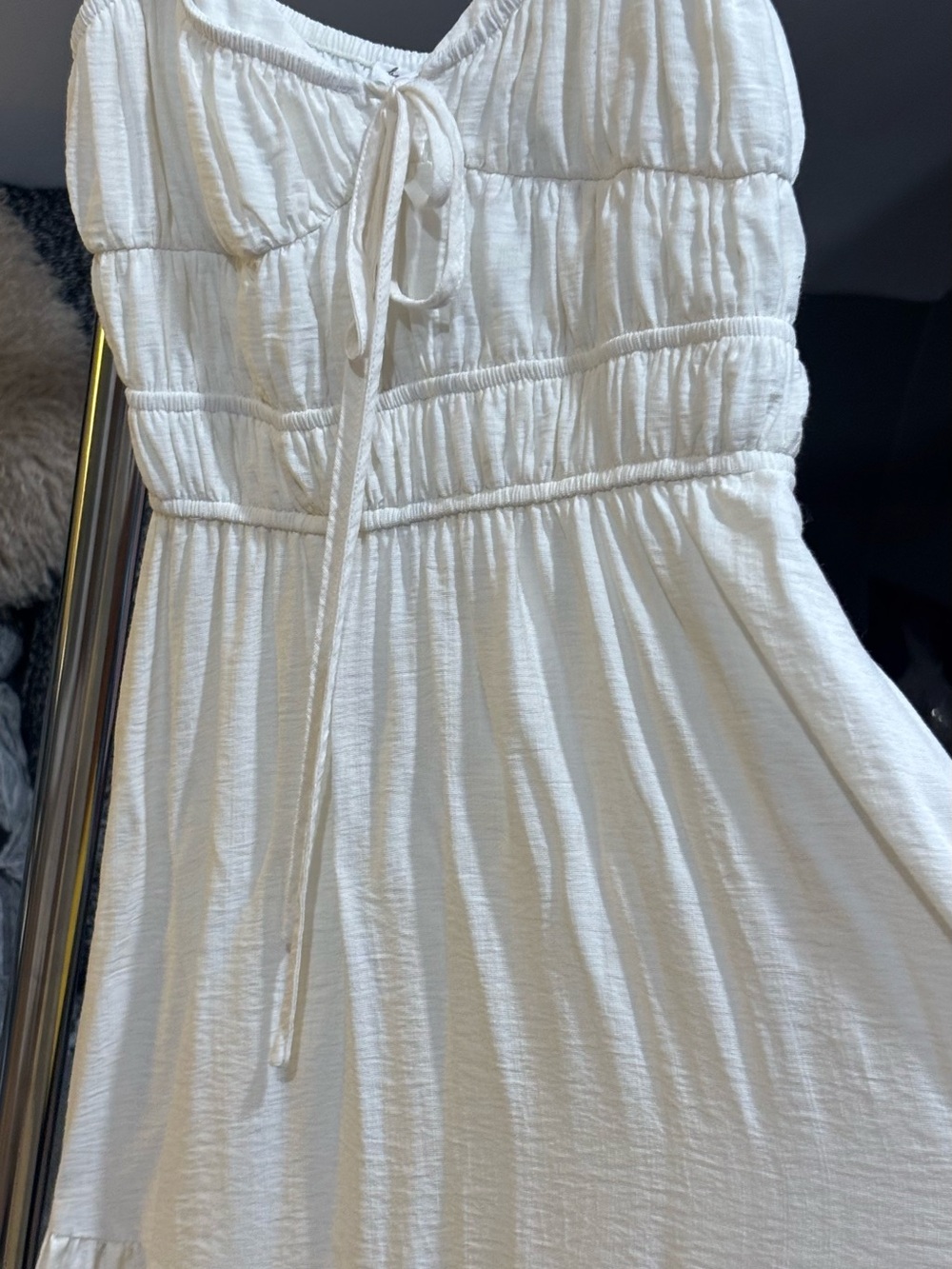 White Smocked Bodice Spaghetti-Strap Maxi Dress NWOT - Picture 12 of 13